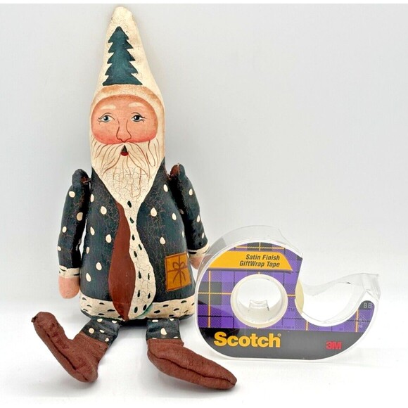 Santa Claus Folk Art Paper Maché Shelf Sitter Primitive Hand Painted Gnome - Picture 12 of 12